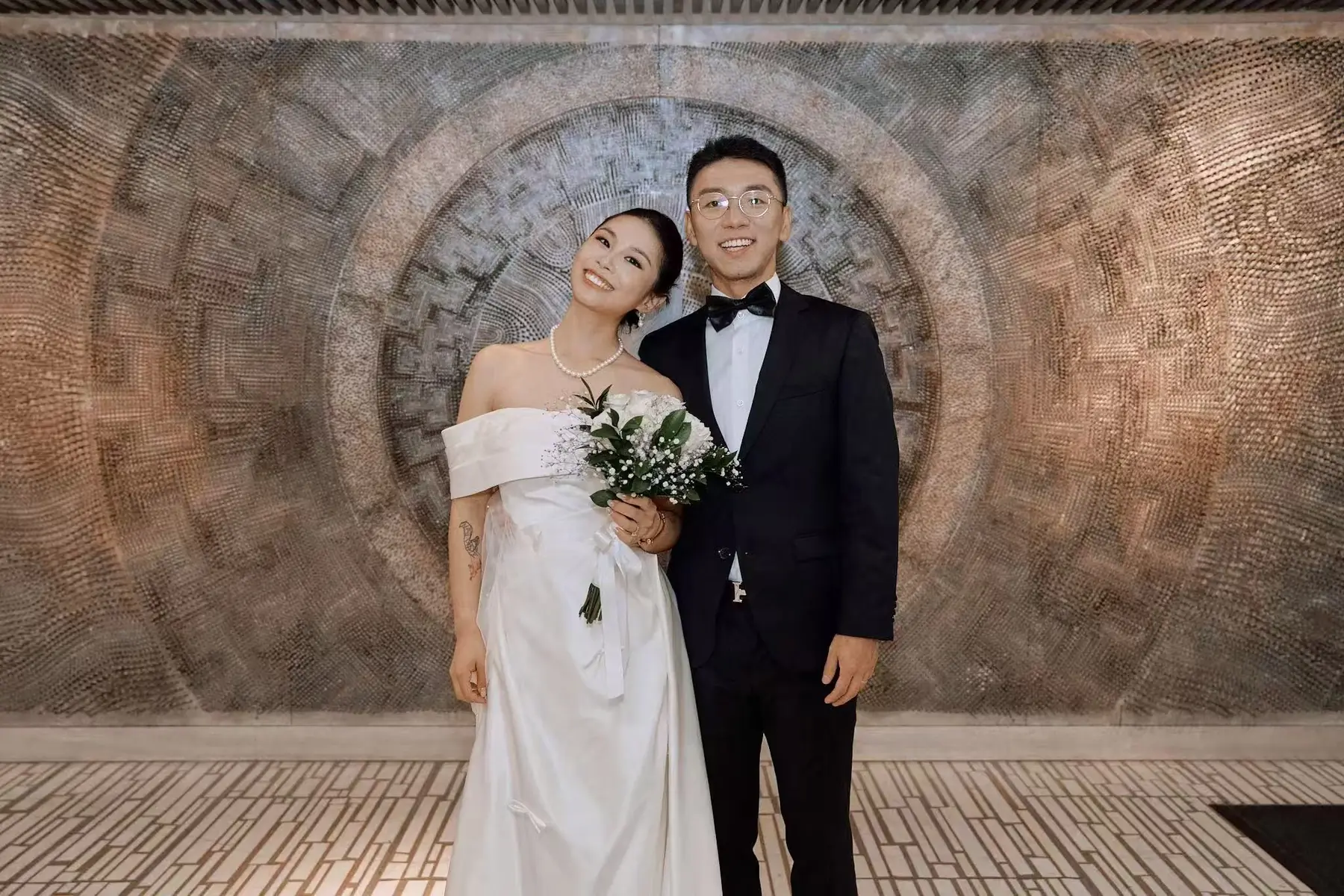 Classic studio wedding portrait