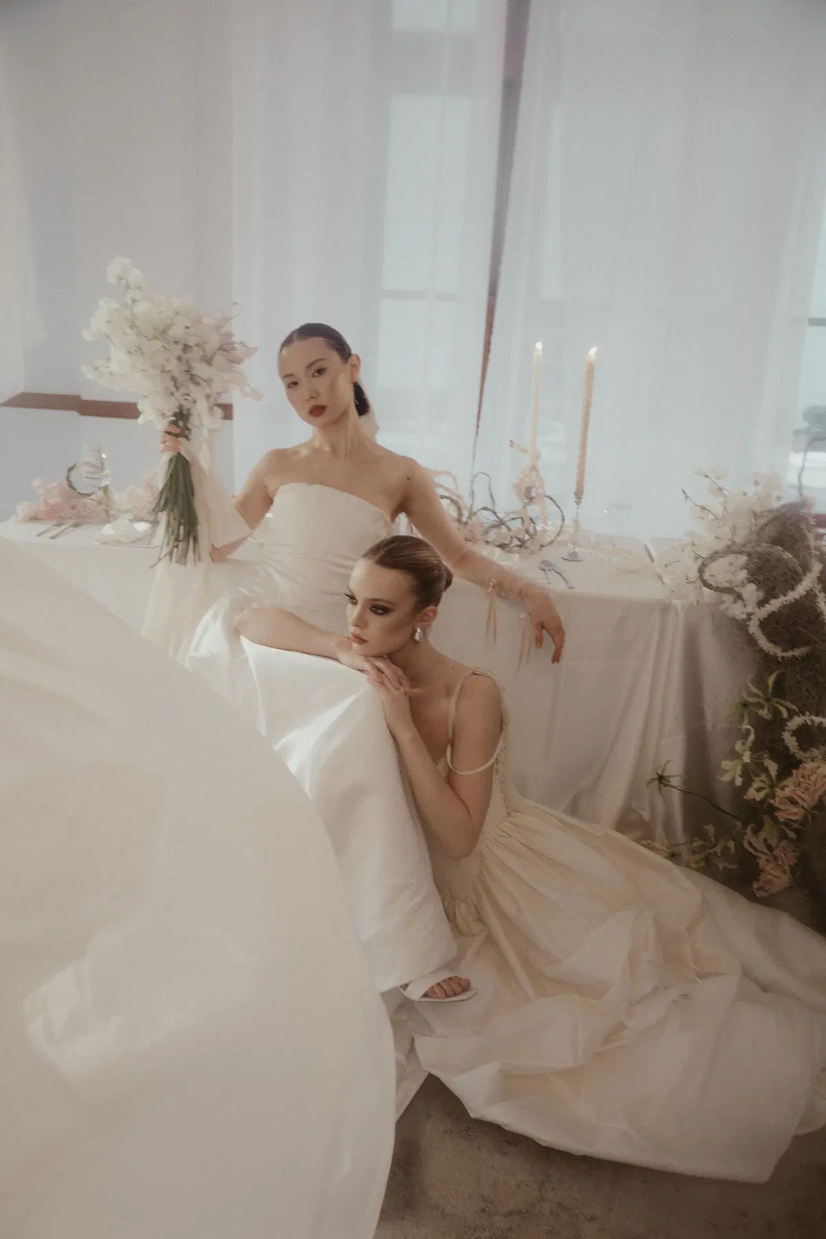 Soft layered bridal portrait