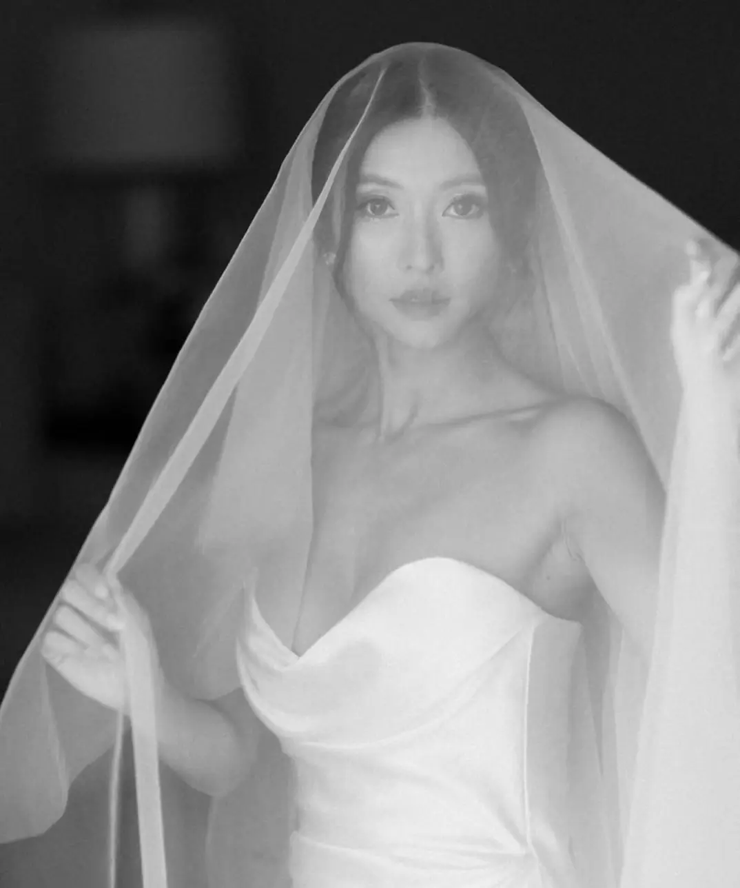 Black and white veil portrait by Yuki